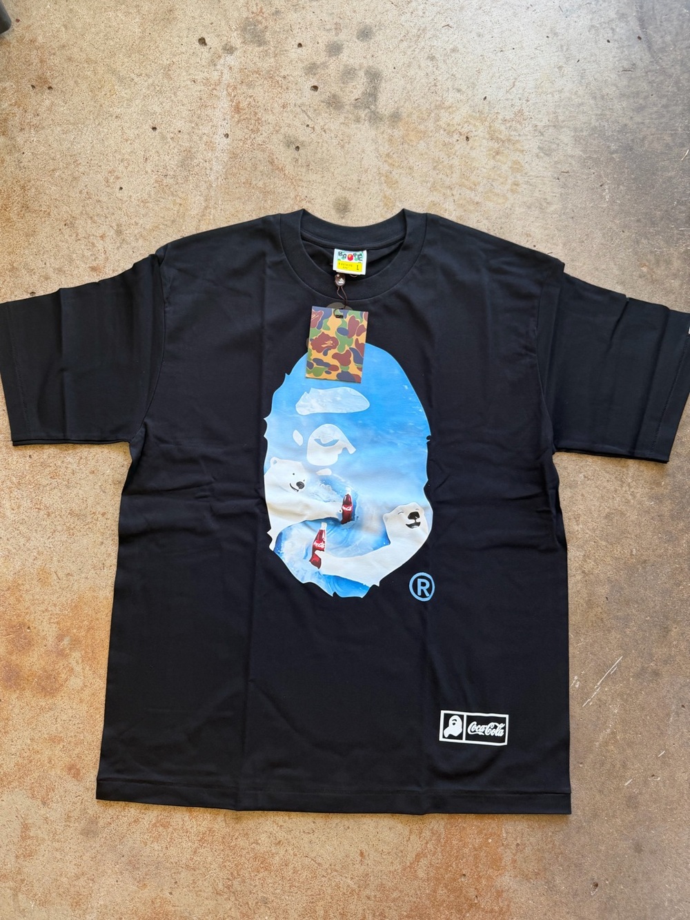 Coca Cola Black Tee with Blue Graphic Ape Head